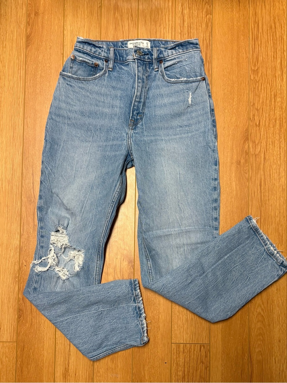 Abercrombie & Fitch Light Blue Ultra High-Rise Straight Jeans